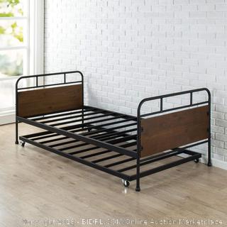Zinus Santa Fe Twin Daybed and Trundle Frame Set/Premium Steel Slat Support/Daybed and Roll out Trundle/Accommodates Twin Size Mattresses Sold Separately (Retail $182.00)
