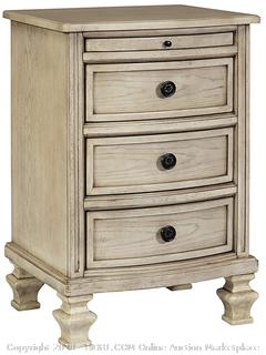 Ashley Furniture Signature Design - Demarlos Nightstand - 3 Drawers with Pull Out Tray - Parchment White (Retail $346.00)