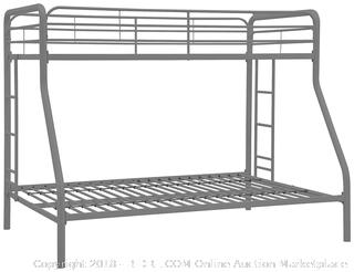 DHP Twin-Over-Full Bunk Bed with Metal Frame and Ladder, Space-Saving Design, Silver (Retail $139.00)