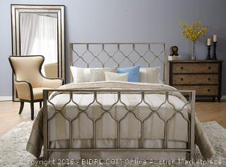 In Style Furnishings Classic Geometric Honeycomb Bed Set in Brushed Gold/Bronze in King Size (Includes Tools For Assembly)