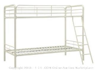 DHP Twin-Over-Twin Bunk Bed with Metal Frame and Ladder, Space-Saving Design, White RETAIL $143.03