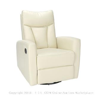 Monarch Specialties I 8087IV Ivory Bonded Leather Swivel Glider Recliner, 30" L x 30" W x 41" H RETAIL $205.75