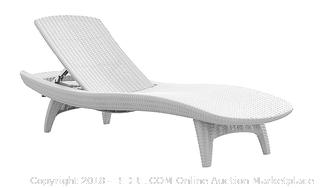 Keter Pacific 2-Pack All-weather Adjustable Outdoor Patio Chaise Lounge Furniture, White RETAIL: $ 299.99