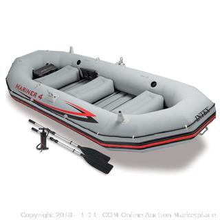 Intex Mariner 4, 4-Person Inflatable Boat Set with Aluminum Oars and High Output Air Pump (Latest Model) (Retail $206.00)