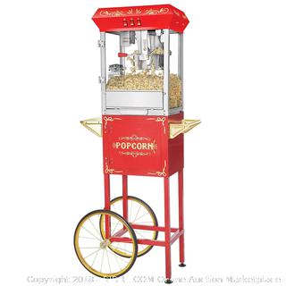 Great Northern Popcorn 6097 8 OZ Foundation Red Full Antique Style Popcorn Popper Machine Complete with Cart and 8-Ounce Kettle (Retail $199.00)