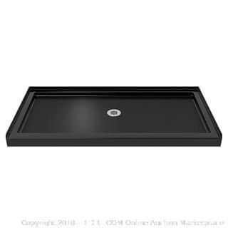 DreamLine SlimLine 32 in. D x 60 in. W x 2 3/4 in. H Center Drain Single Threshold Shower Base in Black (Retail $203.00)