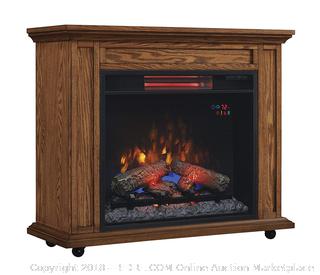ClassicFlame 23IRM1500-O107 Rolling Mantel with Infrared Quartz Fireplace, Premium Oak (Retail $252.00)