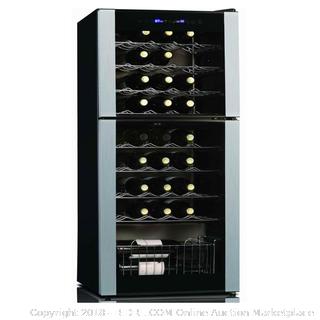 Koolatron WC45 45 Bottle Dual Zone Wine Cellar, Black/Silver (Retail $599.00) - Fridge Only