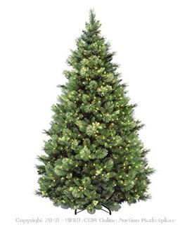 National Tree 7.5 Foot Carolina Pine Tree with Flocked Cones and 750 Clear Lights, Hinged (CAP3-306-75) (Retail $293.00)