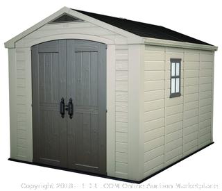 Keter Factor Large 8 x 11 ft. Resin Outdoor Yard Garden Storage Shed, Taupe/Brown (Retail $1,499.00)