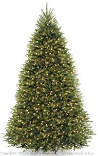 National Tree 9 Foot Dunhill Fir Tree with 900 Dual LED Lights and 9 Function Footswitch, Hinged (DUH-300D-90) (Retail $477.00)