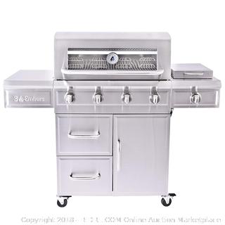 3 Embers 4-Burner Dual Fuel Propane Gas Grill with Radiant Embers Cooking System (Retail $822.00)