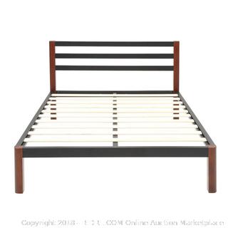 DeCoro Tilbury Wood Slat and Metal Platform Bed Frame / Mattress Foundation Full Size (retail $194)