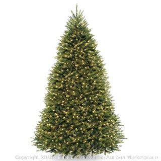 National Tree 10 Foot Dunhill Fir Tree with 1200 Dual LED Lights and 9 Function Footswitch, Hinged (DUH-330LD-10S) (Retail $1,050.00)