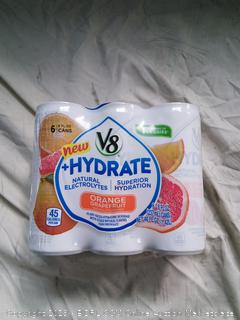 V8 +Hydrate, Healthy Isotonic Drink, Plant-Based Hydration with Natural Electrolytes, Flavored Water with Stevia Leaf Extract, Orange Grapefruit, 8 Ounce Can