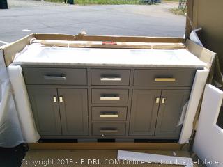 Newtown 60" Double Bathroom Vanity Set, diagonal Cracks across Right sink Basin (online $1089) come in to preview