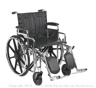 Drive Medical Sentra Extra Heavy Duty Wheelchair (Online $326) with Various Arm Styles and Front Rigging Options, Black Upholstery and Chrome Frame, Bariatric, 20 Inch