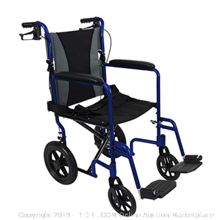Vive Bariatric Transport Wheelchair (Online $214) - Folding Aluminum Chair with Hand Brakes - Lightweight, Foldable, Travel & Adjustable Manual Mobility Aid - Ultralight Comfortable 19" Wide Handicap Transfer Seat