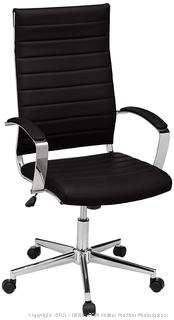 High-Back Executive Swivel Office Desk Chair with Ribbed Puresoft Upholstery - Black (online $125)