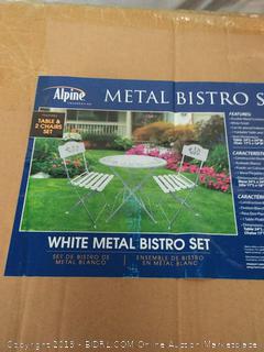 Alpine Corporation 3-Piece Floral Metal Bistro Set - Outdoor Conversation Set for Patio, Yard, Garden - White