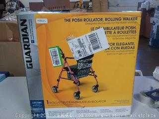 Guardian Posh Premium Lightweight Foldable Aluminum Rollator Walker with 6 Inch Wheels, Pink (Online $109.28)