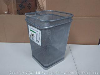 Greenco Mesh Wastebasket Trash Can, Square, 6 Gallon, Silver, 2 Pack ( rim of 1 waste basket bent)