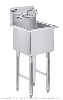 DuraSteel Stainless Steel Prep & Utility Sink (Online $287) - 1 Compartment Commercial Kitchen Sink - NSF Certified - 15" x 15" Inner Tub Size with 6" Swivel Spout Faucet (Kitchen, Laundry, Backyard, Garages)