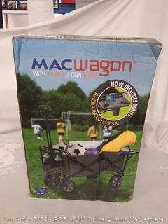 Mac Sports Collapsible Outdoor Utility Wagon with Folding Table and Drink Holders, Gray