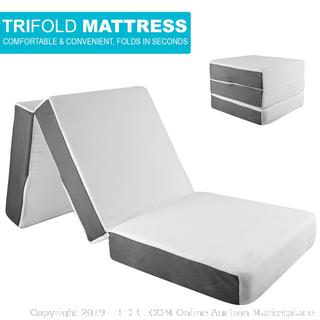 SAMAY 6 Inch Tri Folding Foam Mattress - Includes Waterproof Mattress Protector and Washable Cover (online $104)