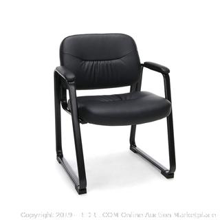 Essentials Leather Executive Side Chair - Guest/Reception Chair with Sled Base, Black (online $75)