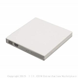 External DVD Drive USB 2.0 DVD/CD Player Portable CD-RW DVD-ROM Combo Drive for PC Computer (White)