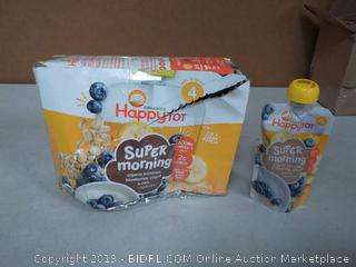 Happy Tot Organic Stage 4 Super Morning Organic Bananas Blueberries Yogurt & Oats + Super Chia, 4 Ounce Pouch (Pack of 8) (Packaging May Vary)