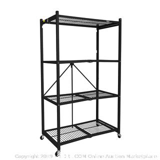 Origami General Purpose 4 Steel Collapsible Shelf Storage Rack with Wheels, Large in Black (online $111)