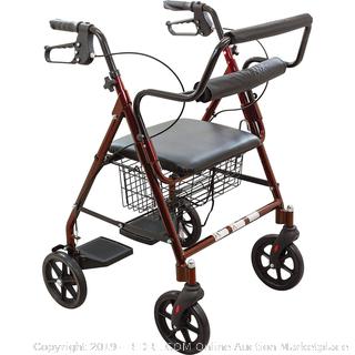 aluminum transport Rollator 8in Wheels burgundy- factory sealed/box damaged (online $118)