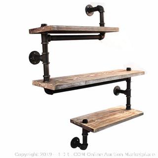 Reclaimed Wood & Industrial Heavy Duty DIY Pipe Shelf Shelves Steampunk Rustic Urban Bookshelf 3 Tier Real Wood Factory Sealed (online $119)