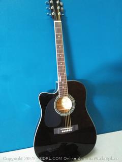 Jameson Guitars Full Size Thinline Acoustic Electric Guitar with Free Gig Bag Case & Picks Black Left Handed (online $107)
