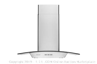 Chef range hood wall mount range European style with stainless steel and tempered glass (online $299)