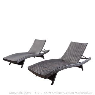 Christopher Knight Home 294919 Lakeport Outdoor Adjustable Chaise Lounge Chair (Set of 2) (Retail $299.00)