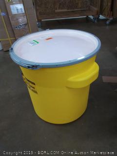 Eagle 1654 Yellow Blow-Molded HDPE Salvage Drum with Metal Ring Lever-Lock Lid, 20 gallon Capacity, 21" Height, 21" Diameter