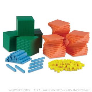 hand2mind Differentiated Base Ten Blocks, Class Set of 488, Includes 4 Base Ten Place Value Mats plastic container broken (online $77)