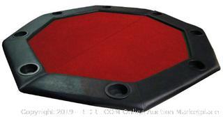 Brybelly 48" Red Felt Folding Octagon Poker Table Top w/Cup Holders & Padded Rail (online $109)