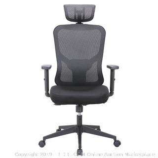 Cedric Office Chair Home Computer Chair Ergonomic Adjustable Headrest PU-Armrest Lumbar Support Mesh Nylon CD-861FH (online $189)