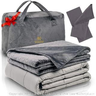 Vintap Adult King Size Weighted Blanket for Couples - 25 lbs 80x87, Best for King Sized Bed - Bonus Minky Duvet, 2 Bamboo Pillowcases & Soft Minky Handbag Factory sealed (online $189)