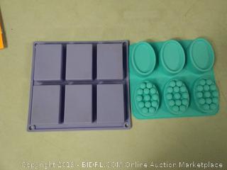 Glogex Silicone Soap Molds, Set of 2, 12 Cavities, Perfect for Soap Making, Baking Molds, and Candy Molds.