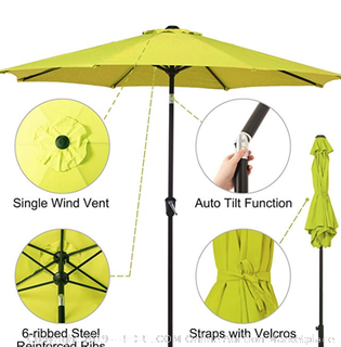 Grand Patio 9 FT Aluminum Patio Umbrella, Outdoor Umbrella with Push Button Tilt and Crank, UV Protected, Green
