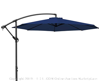 MASVIS Offset Umbrella 10 Ft Cantilever Patio Umbrella Outdoor Market Umbrellas Crank with Cross Base, 8 Ribs (10FT, Blue) (Online $240)