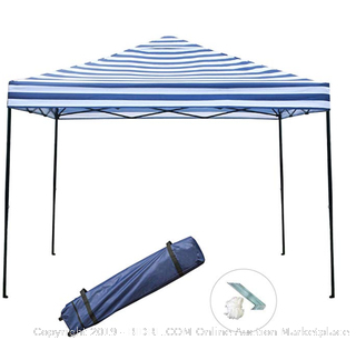 Sunnyglade 10'x10' Pop-up Canopy Tent Commercial Instant Tents Market Stall Portable Shade Instant Folding Canopy with Roller Bag (Blue and White)
