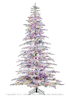 Sterling 7.5' Flocked Mountain Pine Home Decor, 46.8InL x 17.5InW x 18InH, White (Online $500)