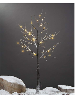 Lightshare 4 Feet Snow Dusted Tree, 48 LED Lights, Warm White, For Holiday Decorations (Online $49)