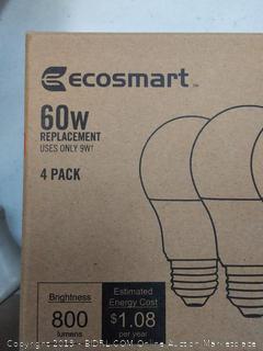 EcoSmart 60-Watt Equivalent A19 Non-Dimmable LED Light Bulb x 3 pack (12 bulbs total) Total Value $40